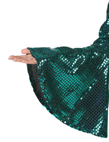 Combinaison femme disco turquoise avec ceinture haut de gamme