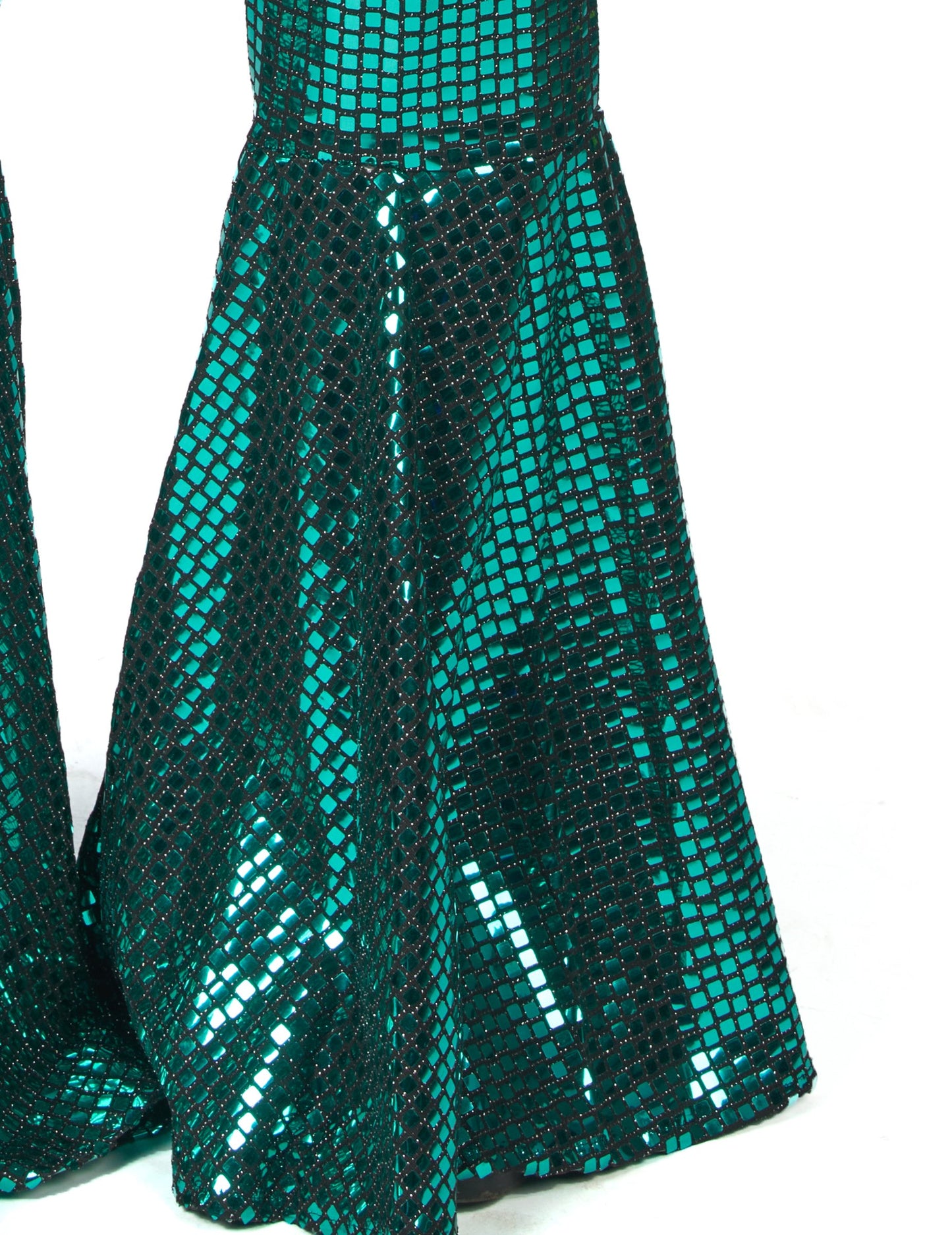 Combinaison femme disco turquoise avec ceinture haut de gamme