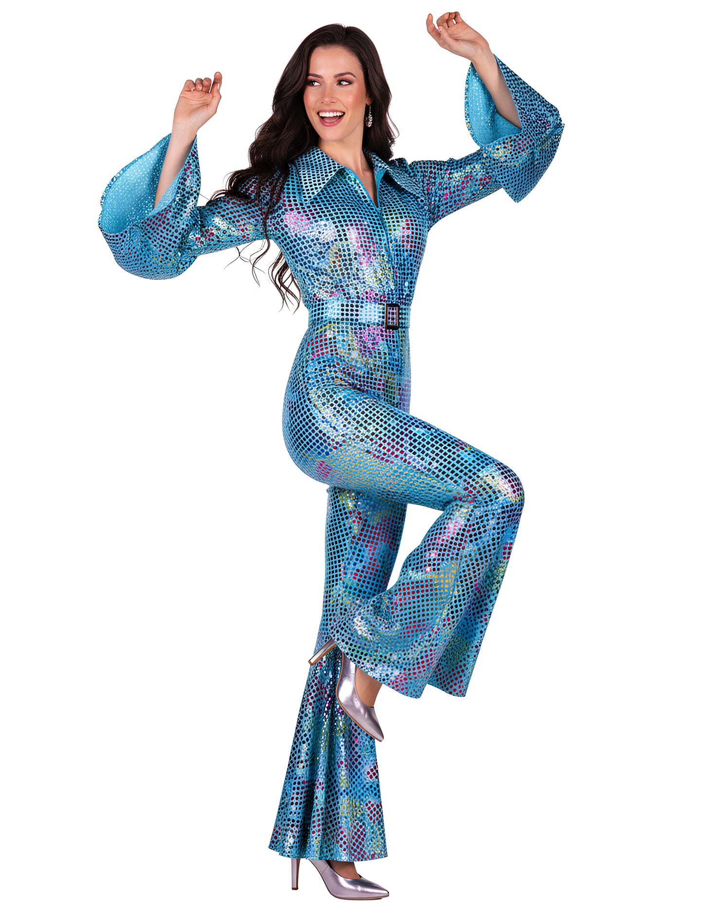 Luksuzni tirkizni disko kombinezon za žene