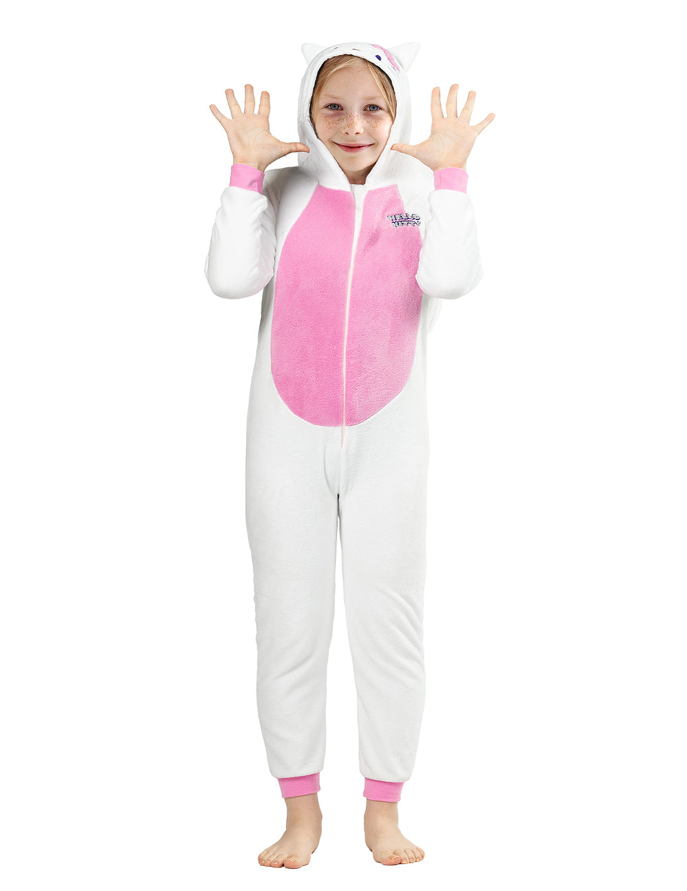Combinaison Hello Kitty™ pour enfant blanc et rose avec capuche