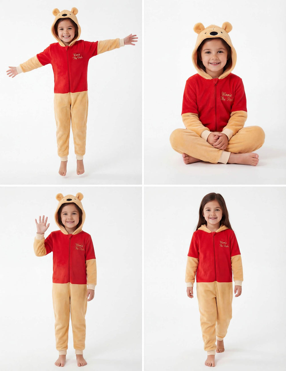 Različiti prednji prikazi kombinezona Winnie the Pooh