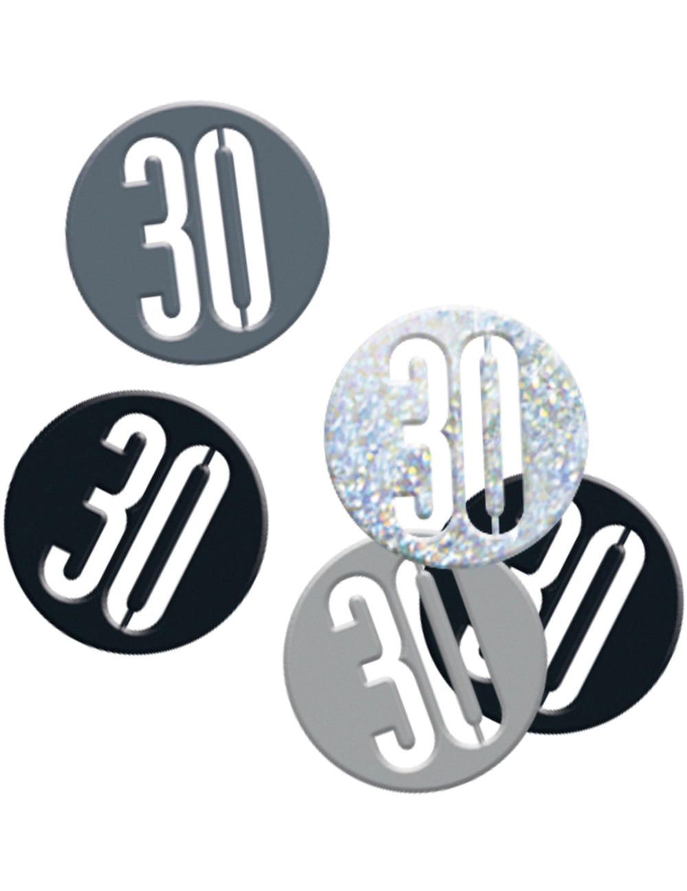 Confettis âge 30 ans pour anniversaire gris et noirs
