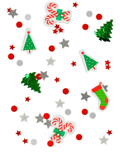 Confettis de Noël pour décoration de table multicolores avec sapins et sucres d'orge