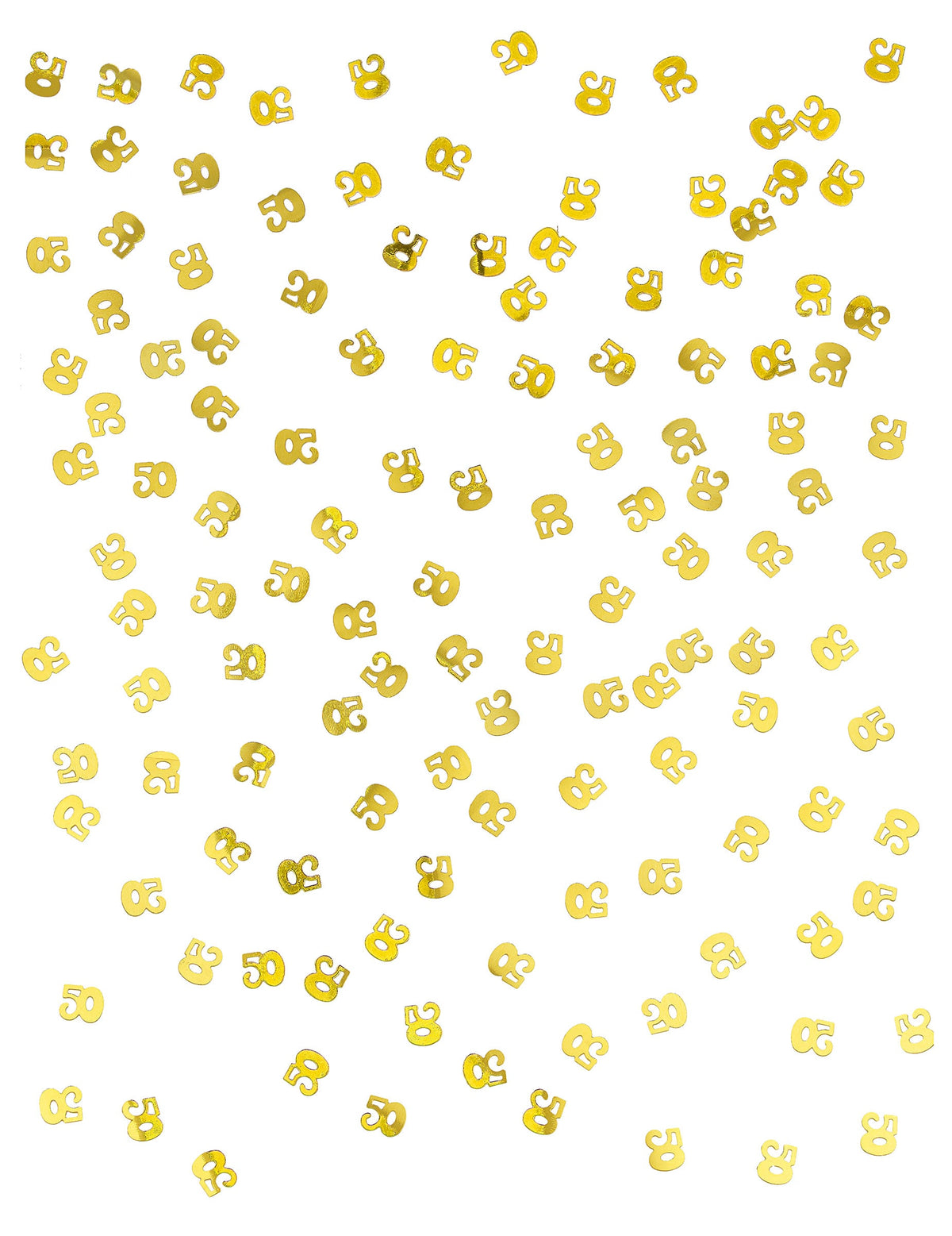Vue d'ensemble des confettis de table 50 pour décoration d'anniversaire