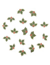 Confettis de table houx de Noël vert en papier