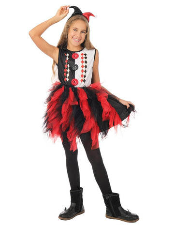 Kostim harlekina s crnom i crvenom podsuknjom za djevojčice
