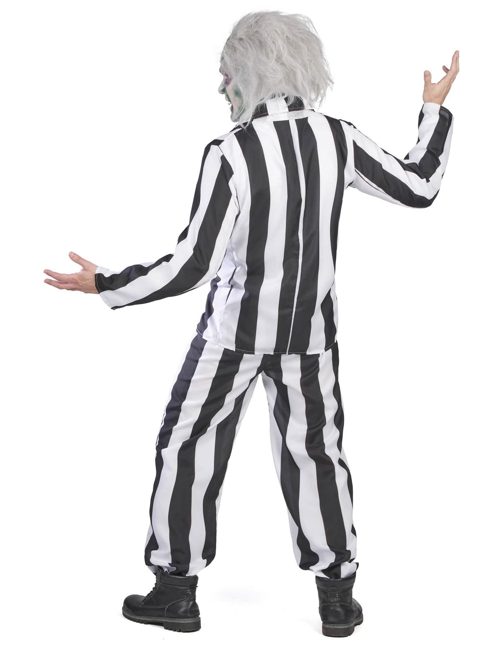 Costume de fantôme à rayures noires et blanches pour homme vue de dos