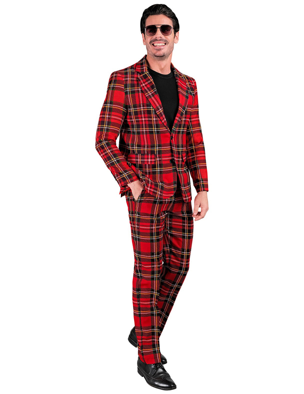 Vue de trois-quarts du costume imprimé tartan Ecossais pour adulte