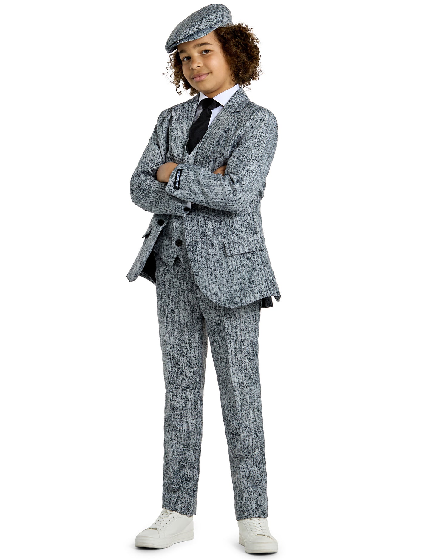 Costume Mr. Années 20 Gangster pour enfant gris avec casquette assortie