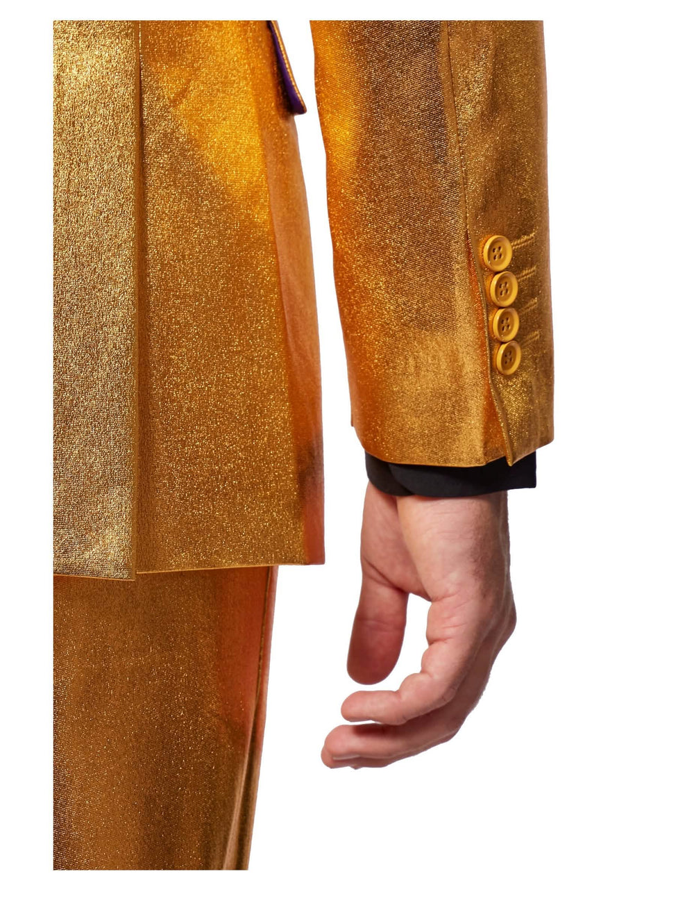 Detalj rukava i gumba kostima Mr. Groovy Gold Opposuits za muškarca