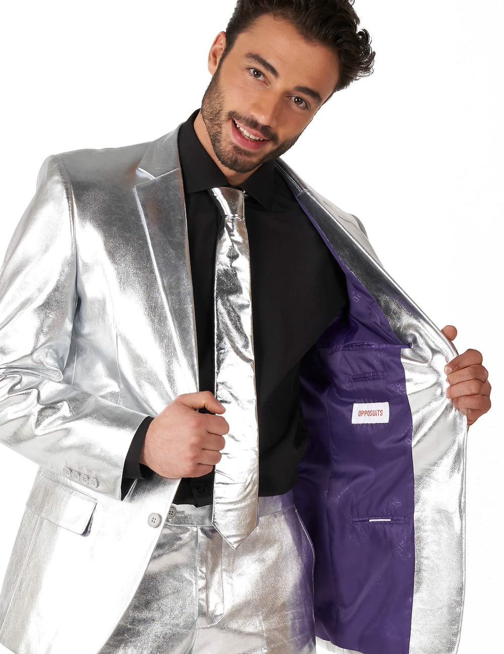 Detalj ljubičaste unutarnje podstave kostima Mr. Shiny Silver za muškarac
