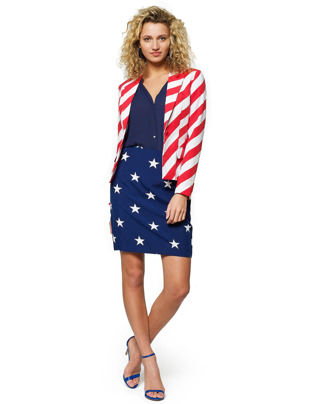 Kostim Mrs. America Opposuits za ženu s uzorcima zvijezda i pruga plava bijela crvena