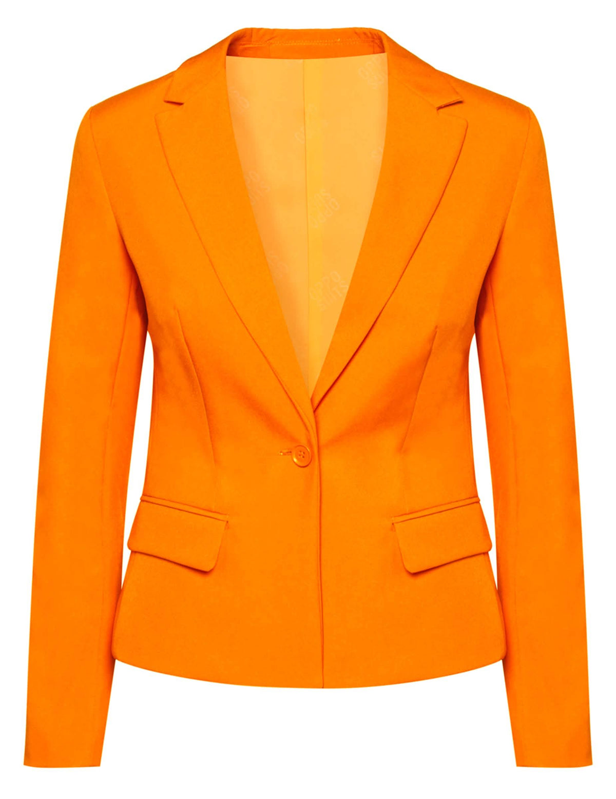 Detalj jakne kostima Mrs. narančasta Opposuits