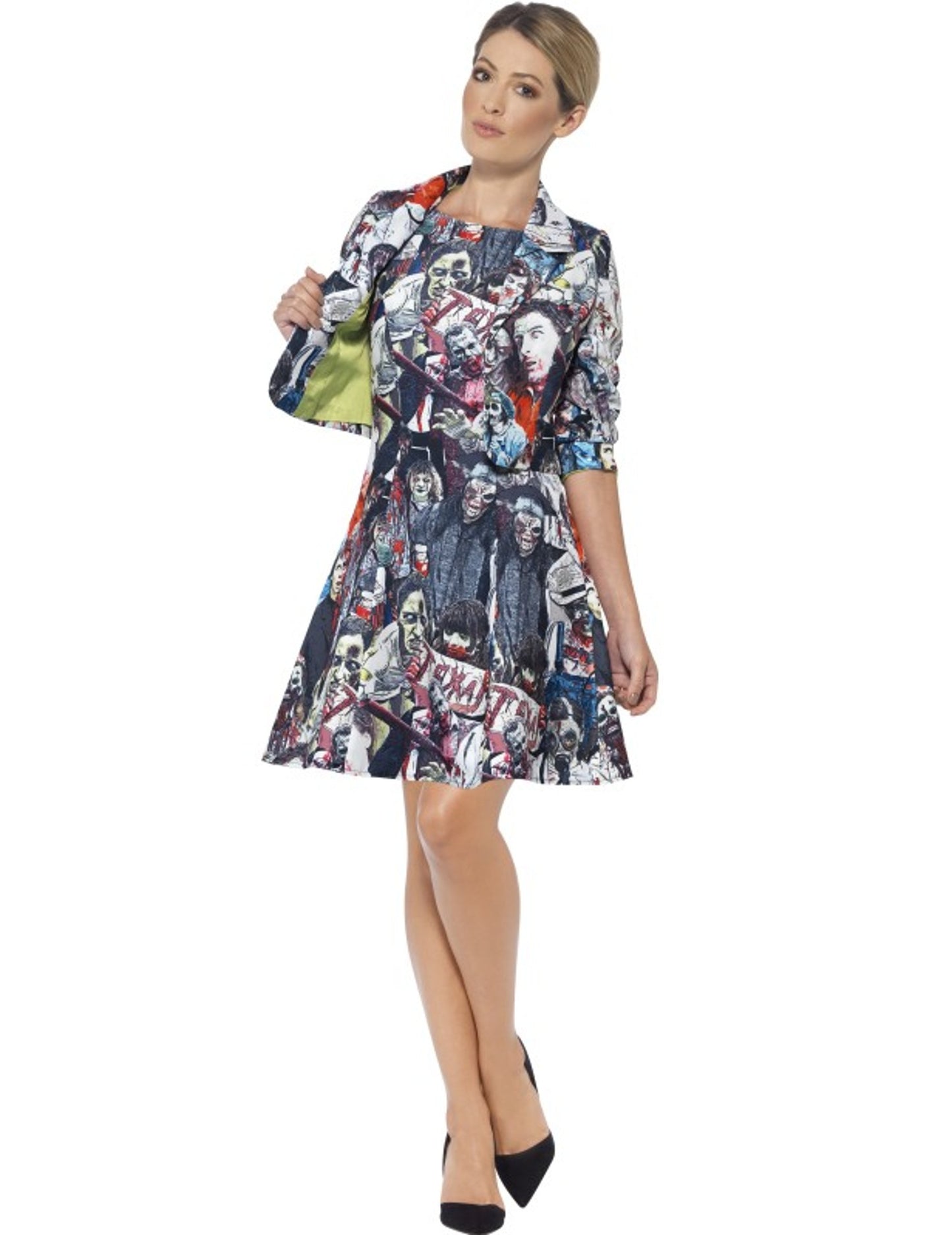 Costume Mrs. Zombie Halloween pour femme multicolore à motifs de zombies