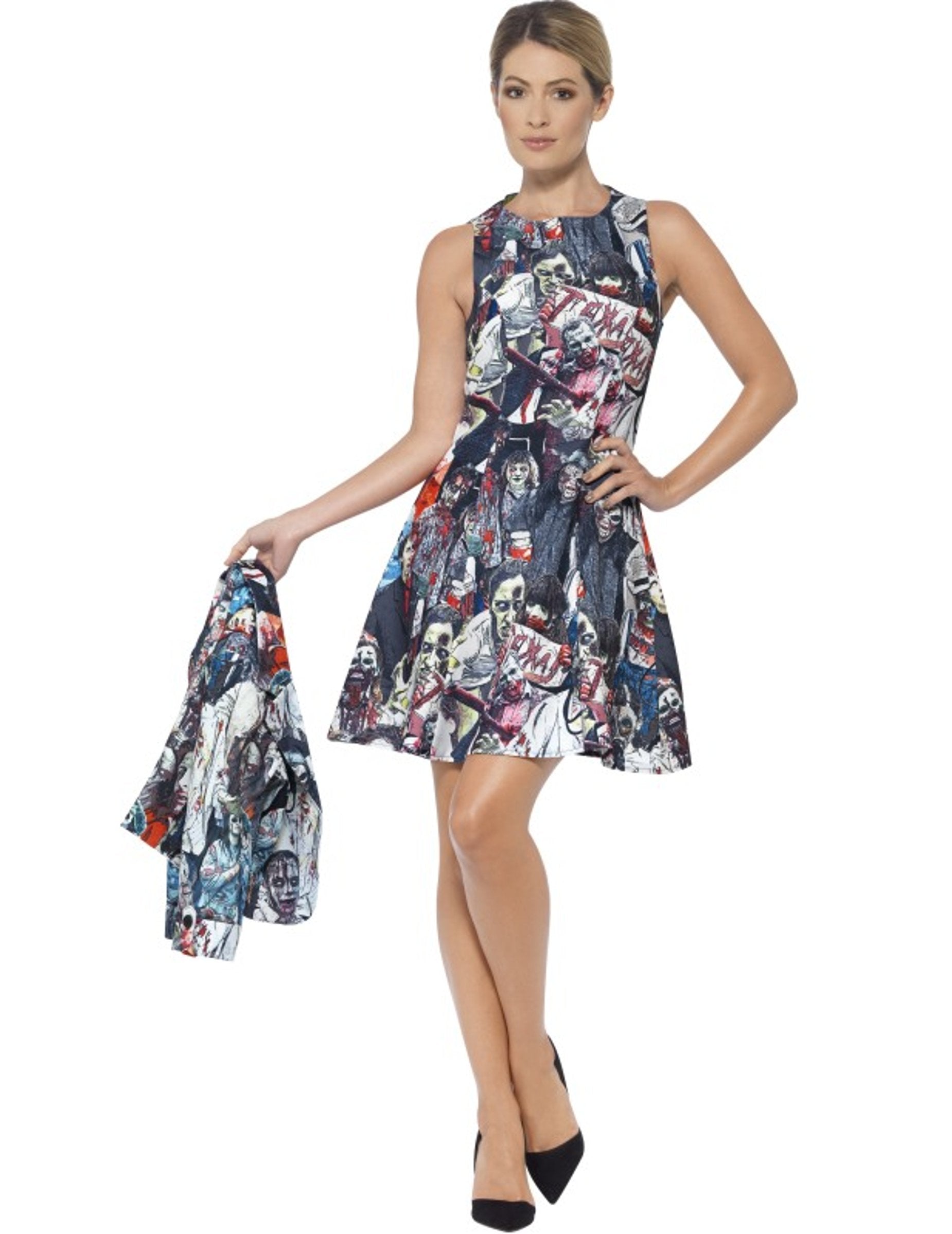 Veste assortie tenue à la main du costume Mrs. Zombie Halloween