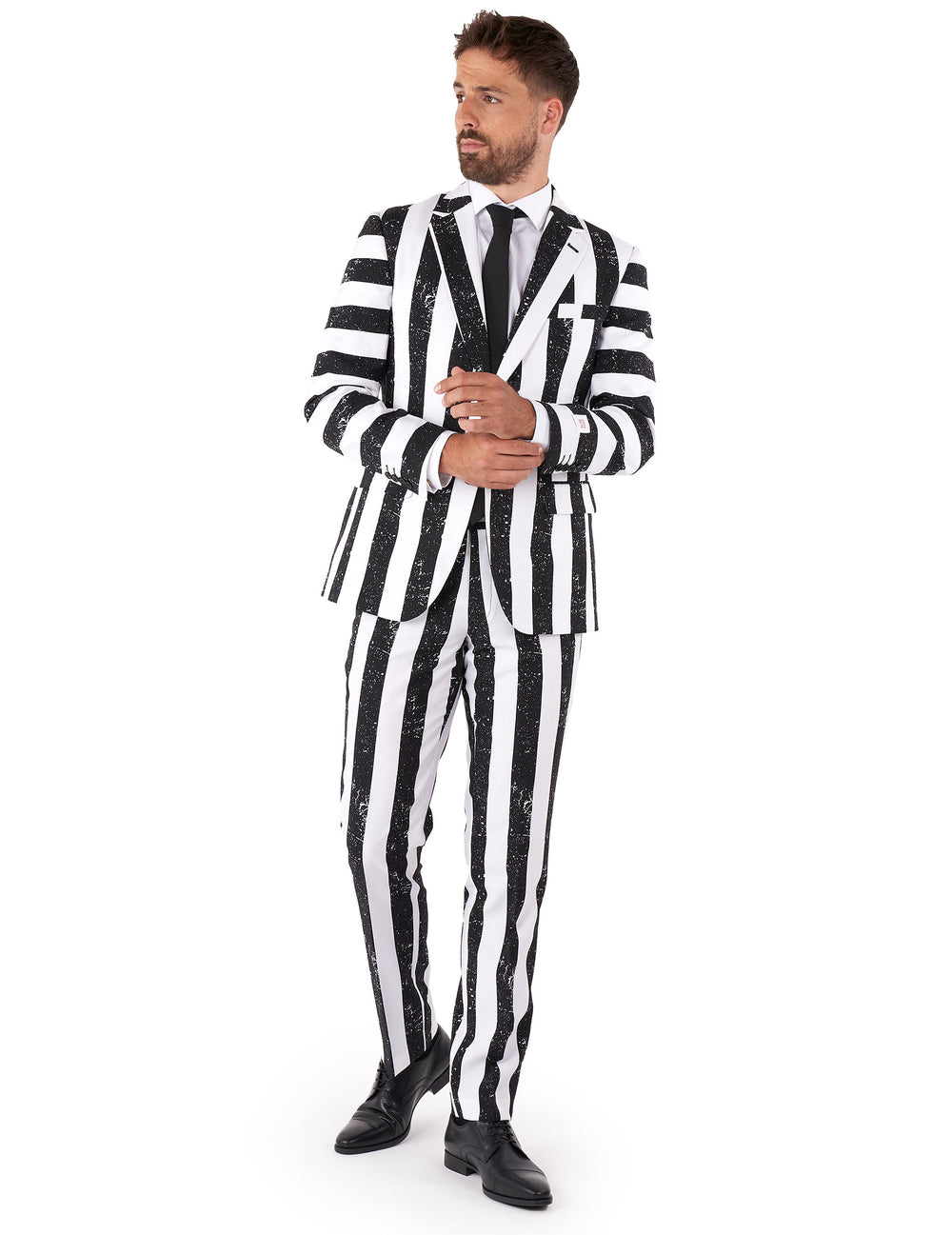 Costume Beetlejuice Opposuits pour homme à rayures noires et blanches