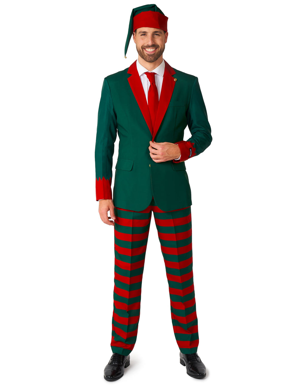 Costume Elfe du Père Noël Suitmeister pour homme vert et rouge à rayures