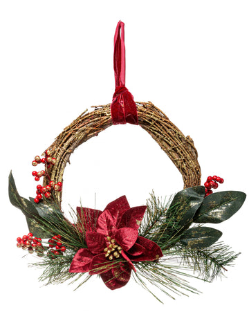 Viseća kruna s cvijetom božićne zvijezde 38 cm 