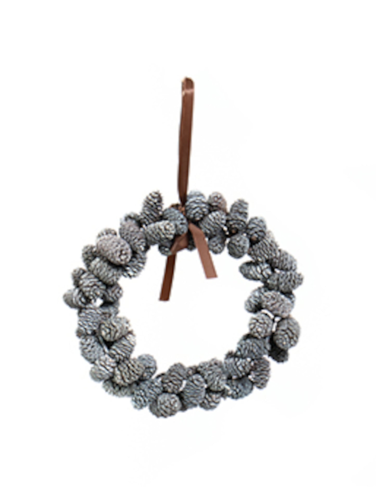 Viseći vijenac sa snježnobijelim borovim češerima 20 cm za božićne ukrase