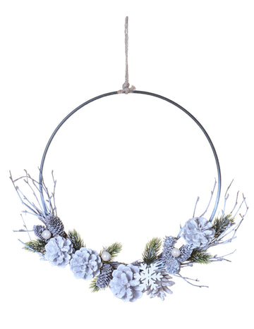 Viseći vijenac s matiranim borovim češerima 35 cm polarni božićni ukrasi