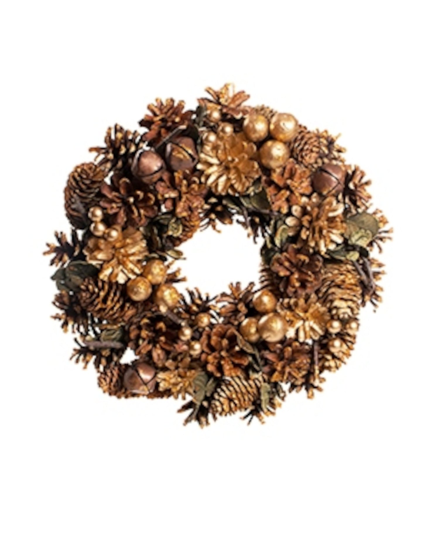 Božićni vijenac sa svjetlucavim češerima 30 cm i zvona