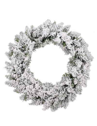 Couronne de sapin enneigée pour Noël blanche et verte