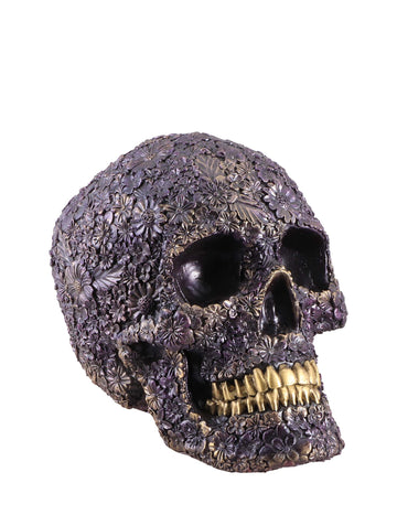 Ljubičasta cvjetna lubanja od smole, 22 cm