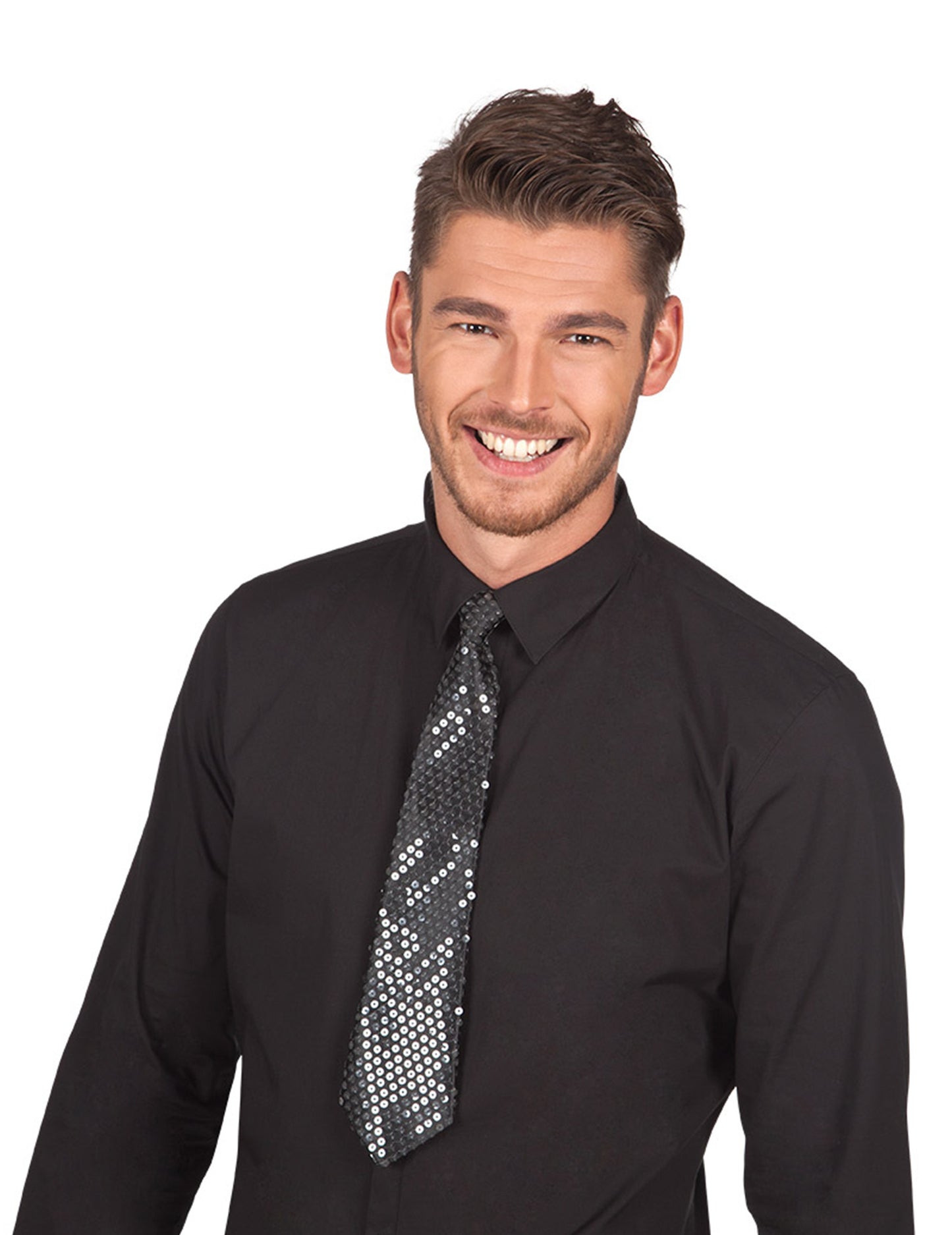 Crna kravata s prozirnim šljokicama odraslih