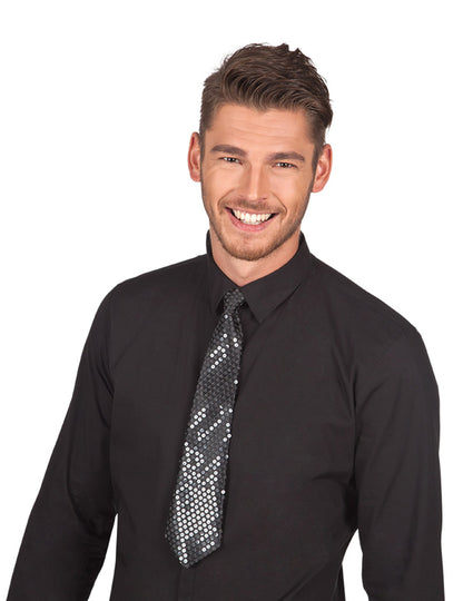 Crna kravata s prozirnim šljokicama odraslih