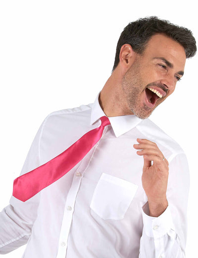 Cravate pour adulte rose satinée