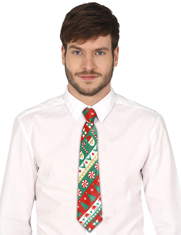 Crveno-zelena božićna kravata za odrasle