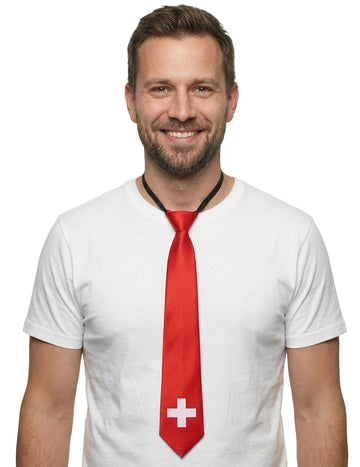 Kravata sa švicarskom zastavom za odrasle 50 cm 