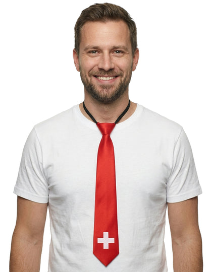 Kravata sa švicarskom zastavom za odrasle 50 cm 