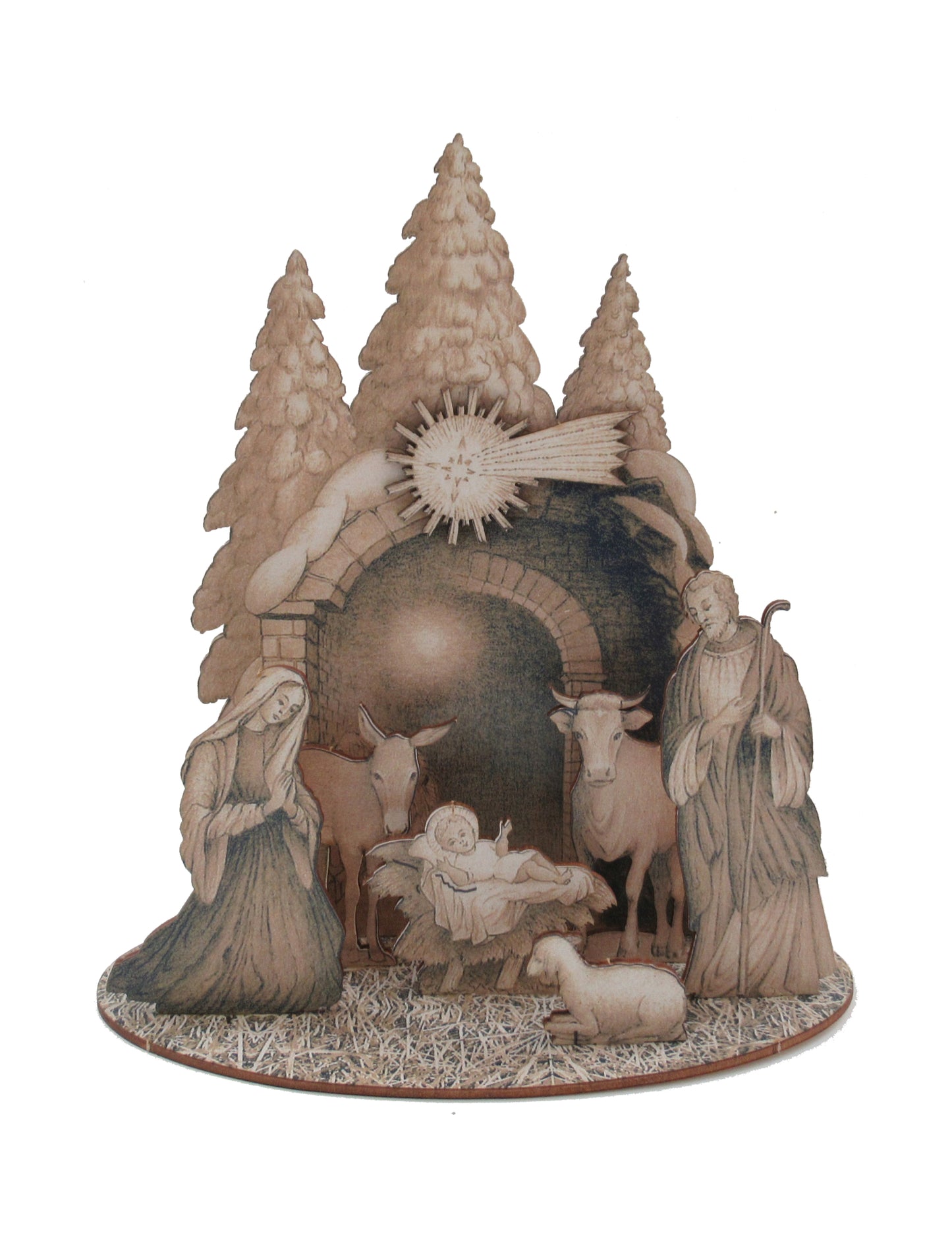 Tradicionalne drvene božićne jaslice s figurama za sastavljanje, 20 x 22 cm