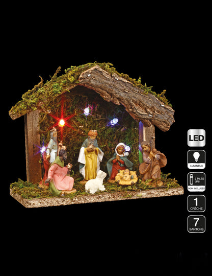 Svjetleća jaslica s 7 figura, 5 LED, 13,5 cm 