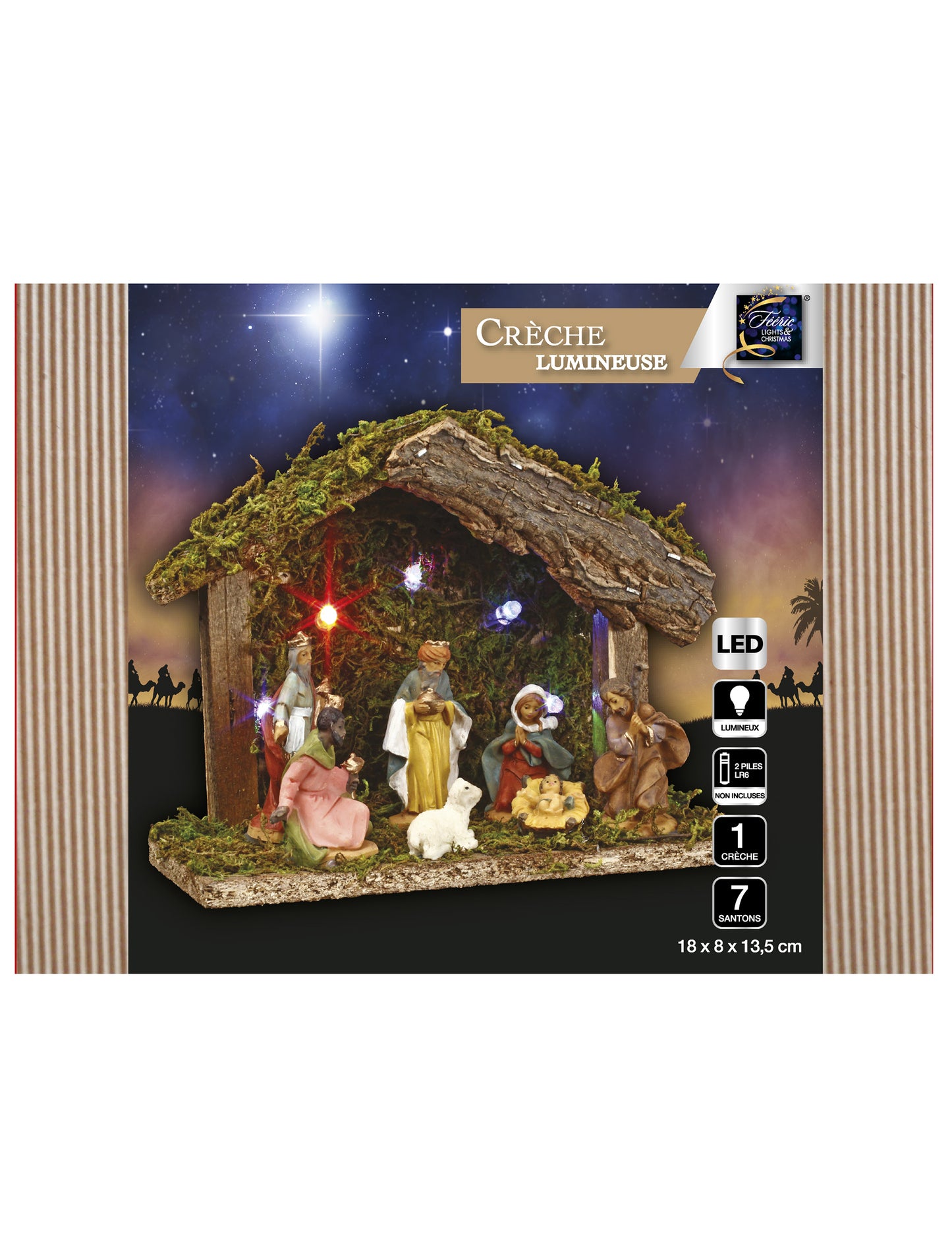 Svjetleća jaslica s 7 figura, 5 LED, 13,5 cm 