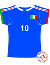 Décoration murale maillot Italie pour supporter bleue avec numéro 10