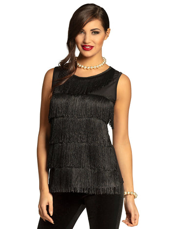 Crni ženski top s resama 