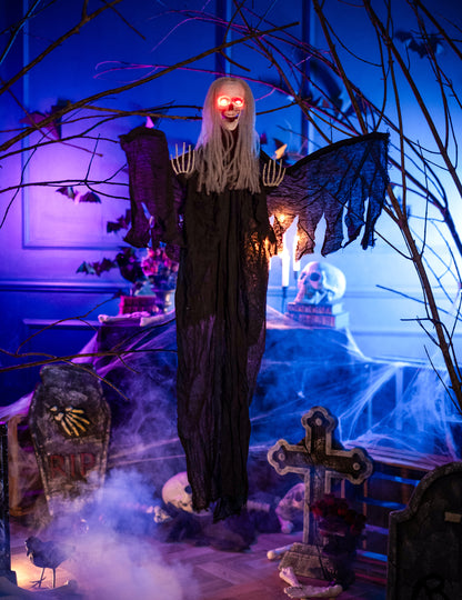 Dekoracija za objesiti crni anđeo svijetle smrti 110 cm