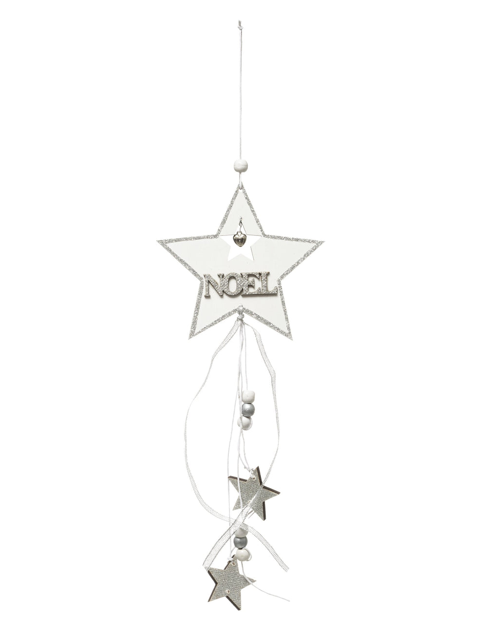 Décoration à suspendre étoiles pour Noël blanc et argent