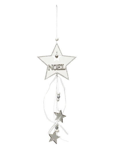 Décoration à suspendre étoiles pour Noël blanc et argent