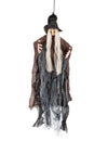 Décoration à suspendre sorcière pour Halloween marron et noir avec cheveux gris