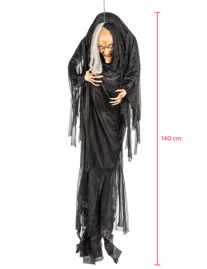 Dekoracija za objesiti crno -bijelu vješticu 140 cm Noć vještica