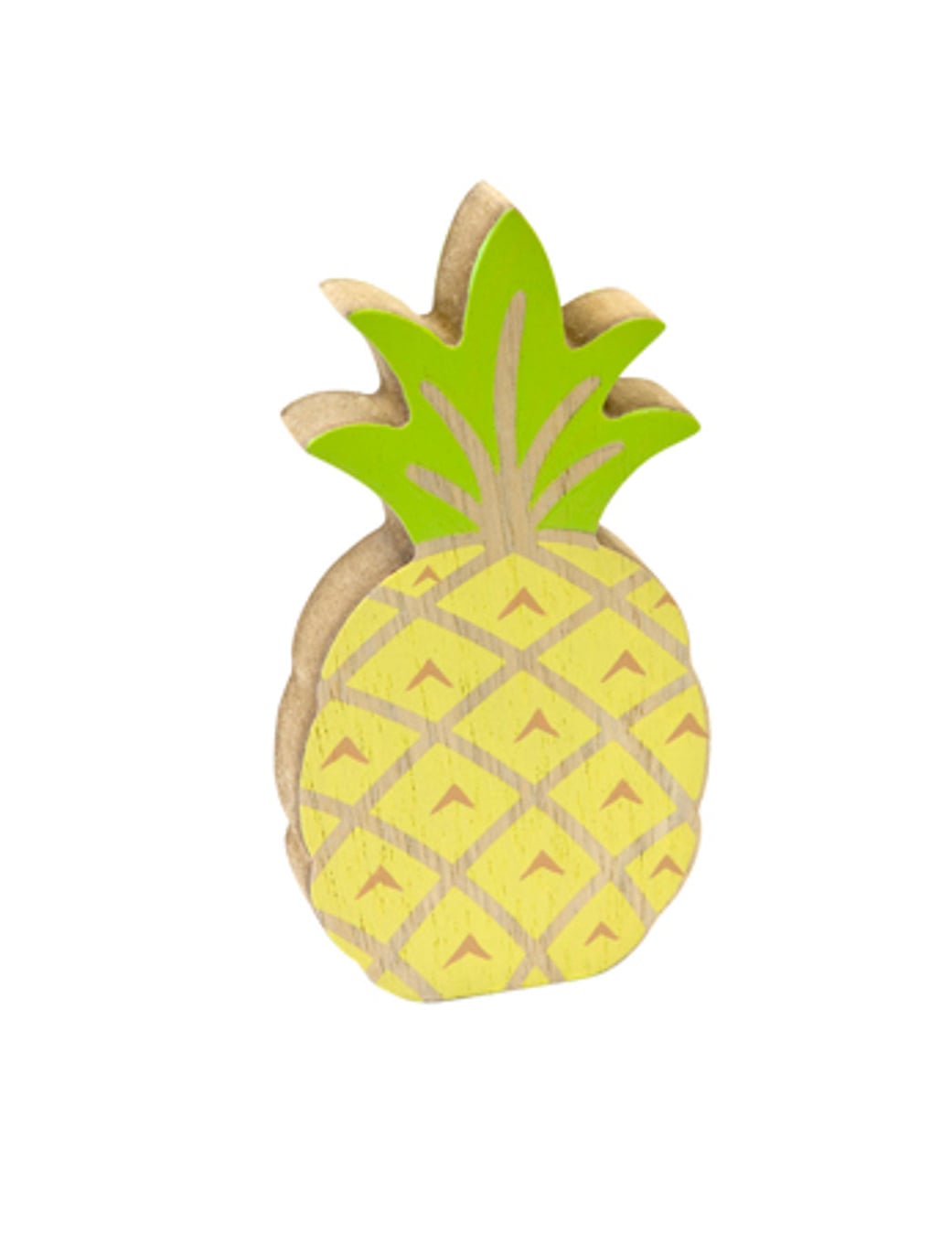 Décoration ananas en bois jaune et vert