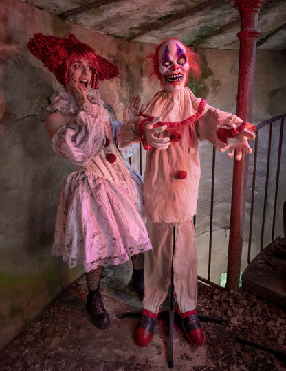 Animirana dekoracija strašnog klauna 153 cm