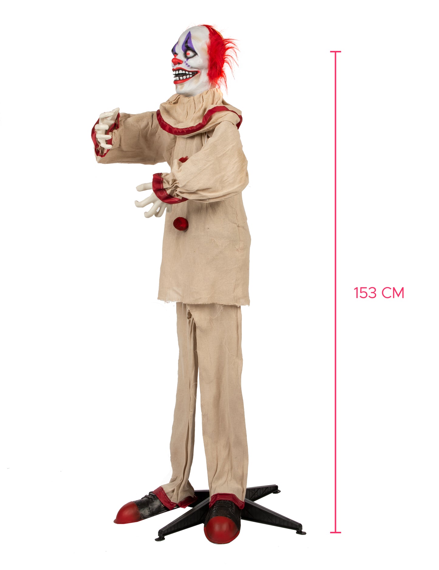 Animirana dekoracija strašnog klauna 153 cm