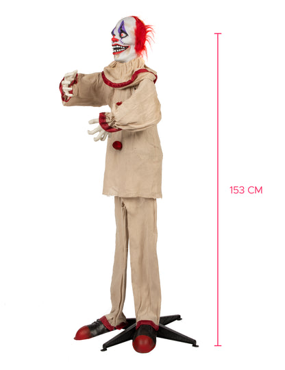 Animirana dekoracija strašnog klauna 153 cm