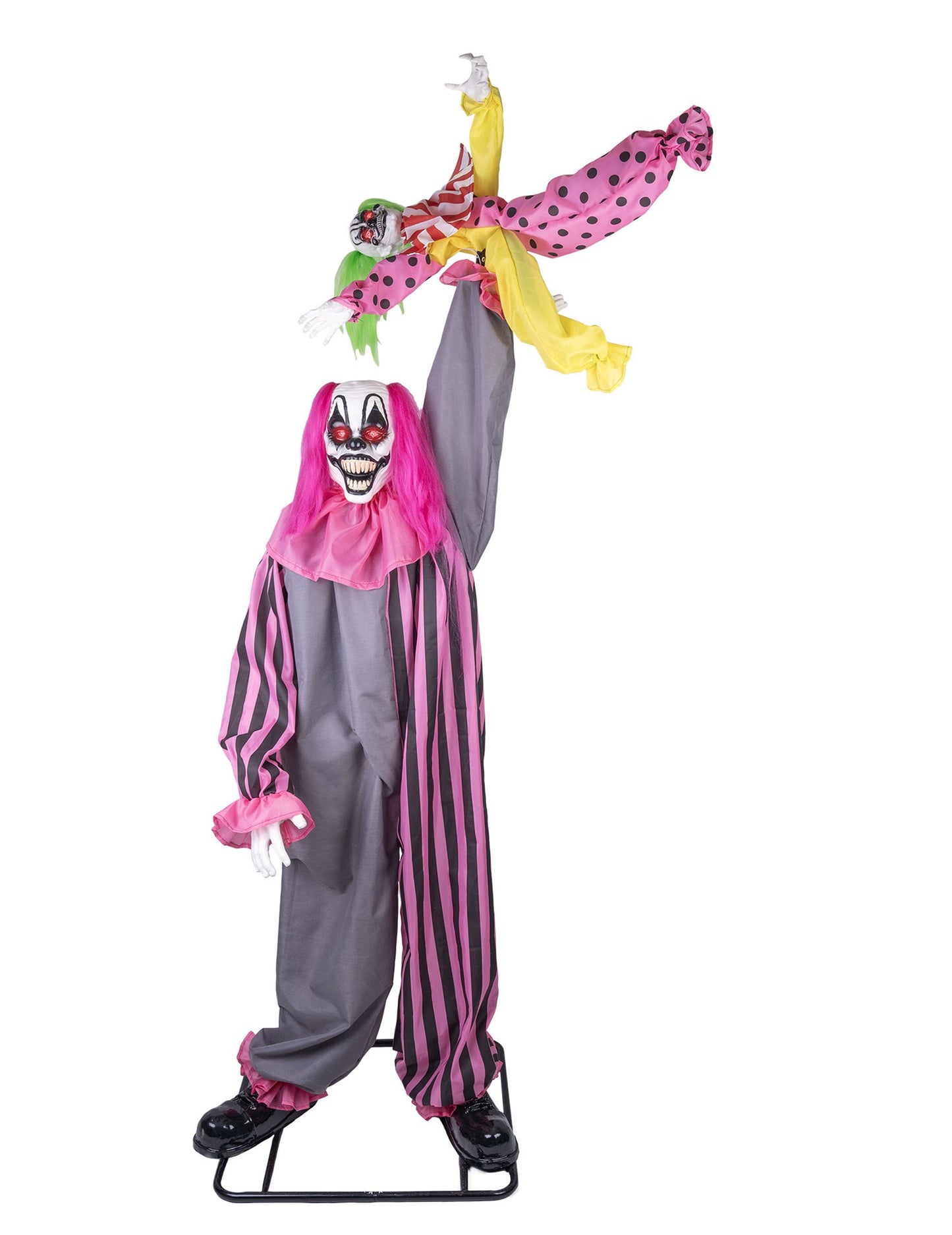 Animirani i zvučni ukras zastrašujući klaun drži djevojku 210 cm