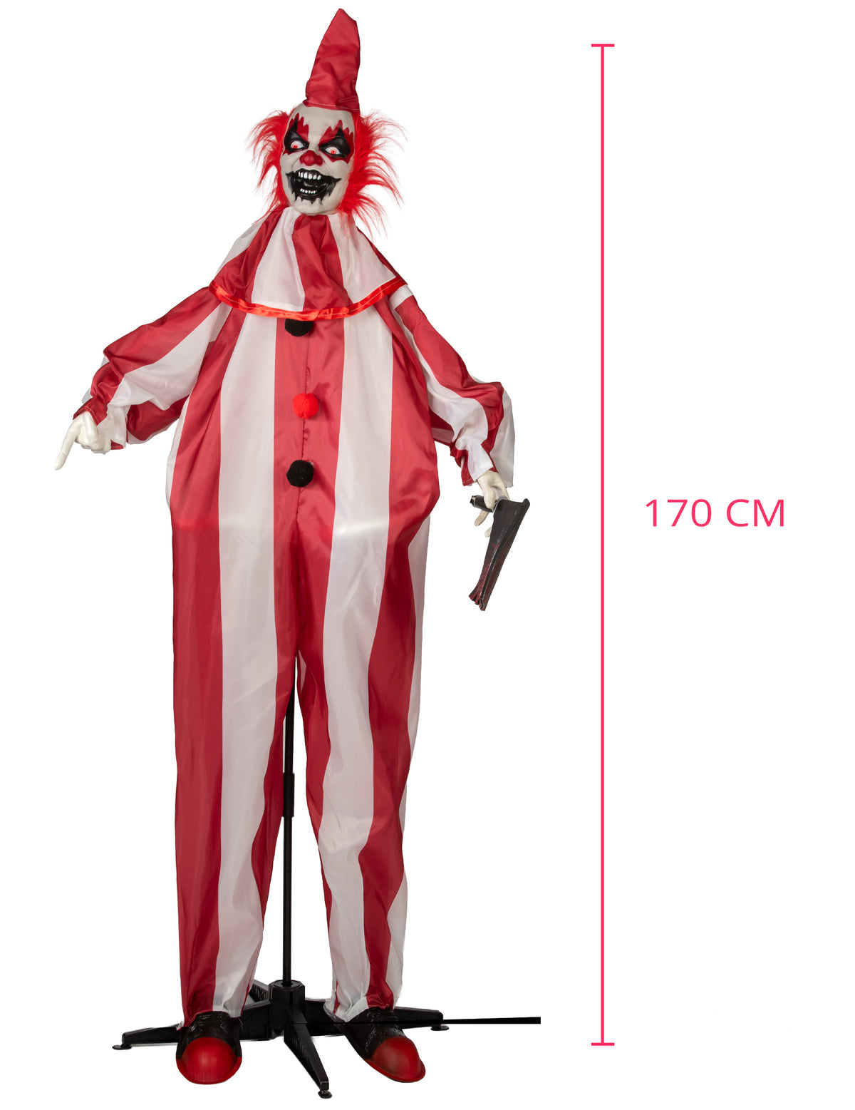 Animirana dekoracija zlokobnog klauna s pokretima 170 cm