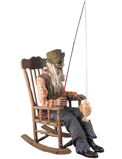 Animirana dekoracija ukletog ribara na stolcu za ljuljanje s pokretom 67 x 95 x 185 cm